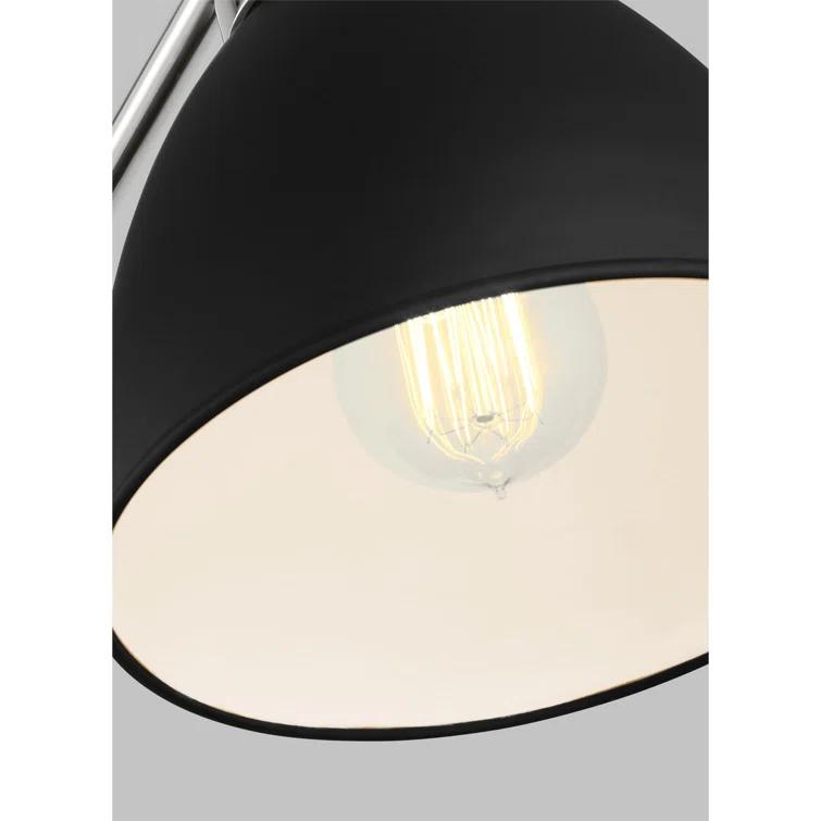 Adjustable Midnight Black and Polished Nickel Desk Lamp