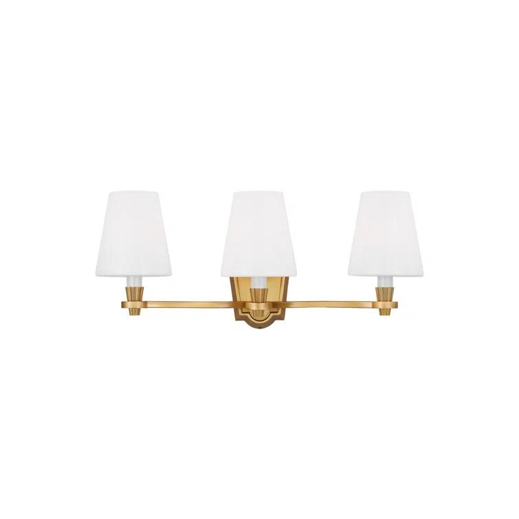 Burnished Brass 3-Light Dimmable Vanity Fixture with Linen Shades