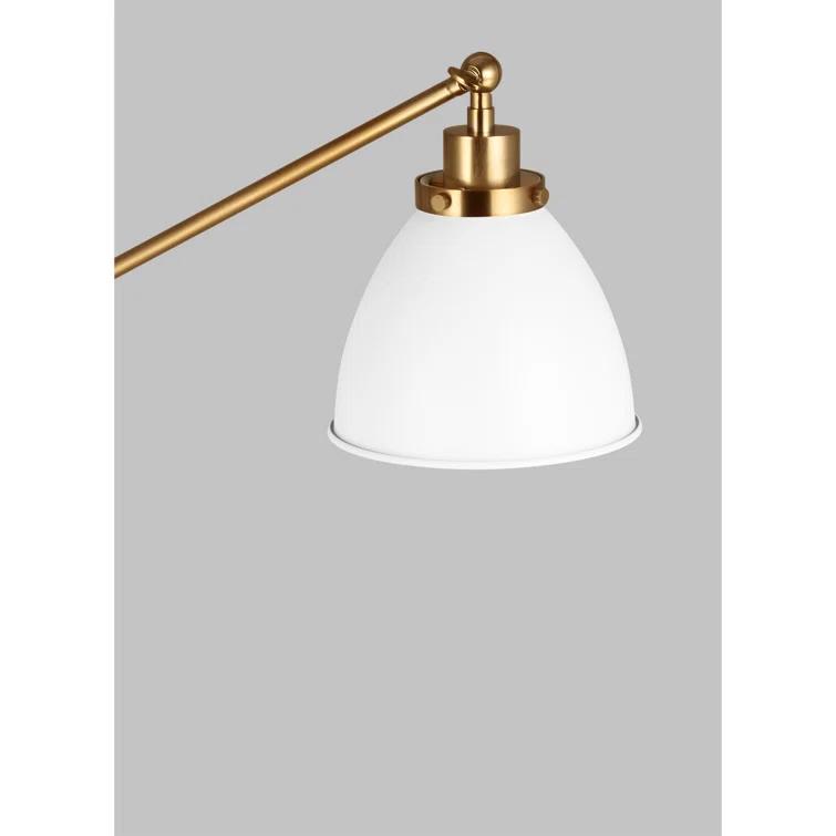 Adjustable Wellfleet Dome Floor Lamp in Matte White & Burnished Brass