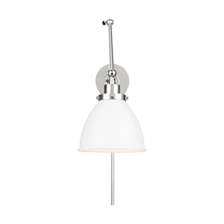 Wellfleet Matte White and Polished Nickel 14" Dimmable Armed Sconce