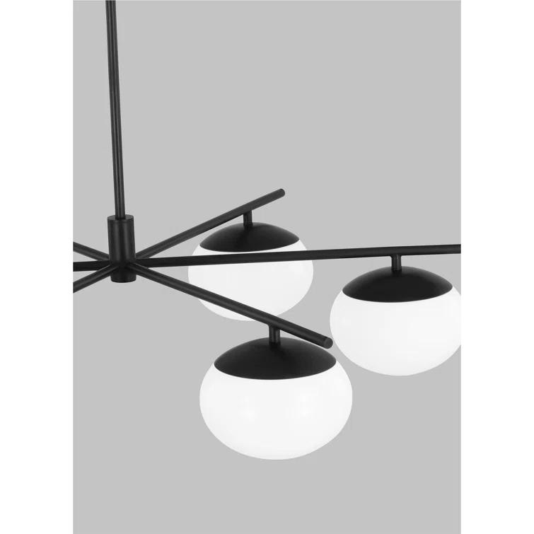 Lune Aged Iron 6-Light Chandelier with Milk White Glass Shades