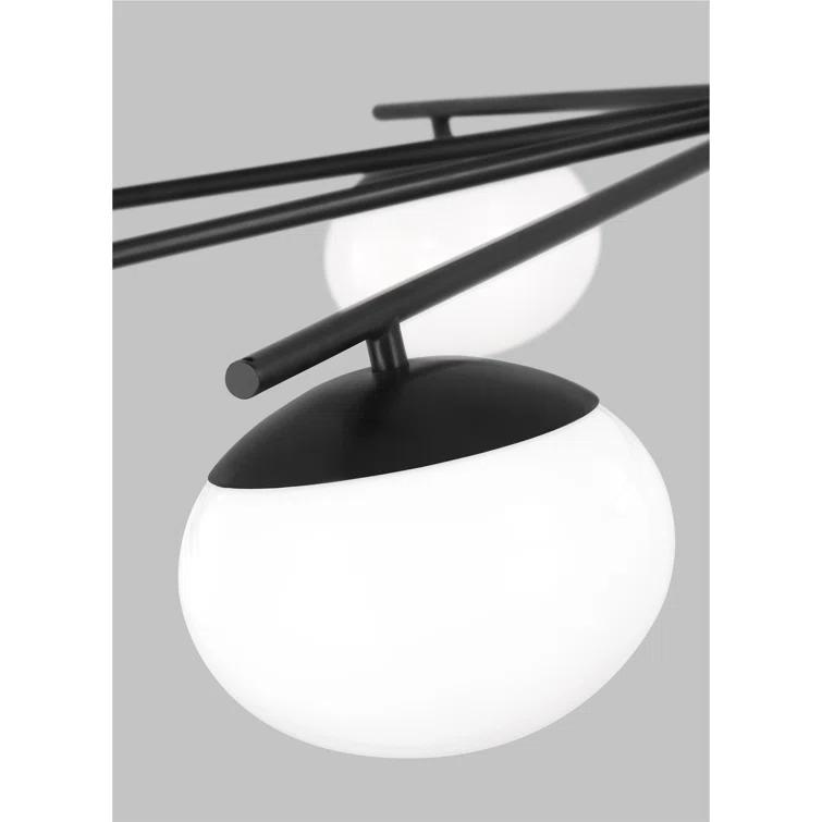 Lune Aged Iron 8-Light Globe Chandelier with Milk White Glass
