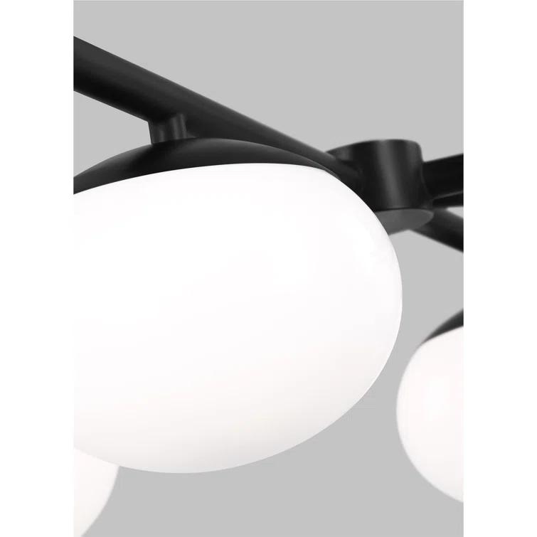 Aged Iron and Milk White Glass 6-Light Linear Chandelier