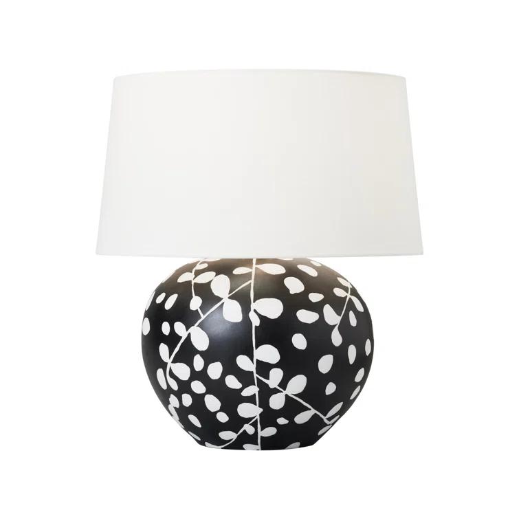 Black and White Ceramic Table Lamp with Linen Shade