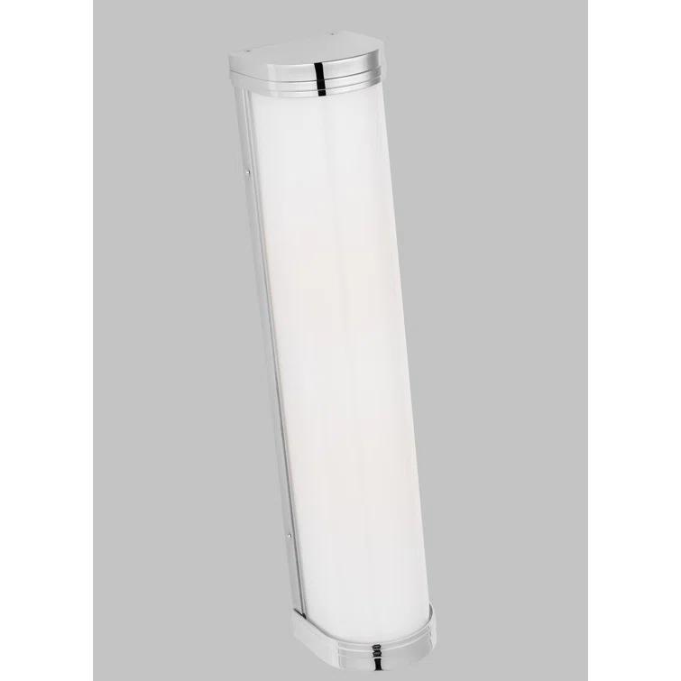 Sleek Polished Nickel Cylinder Bath Sconce, 24" Direct Wired