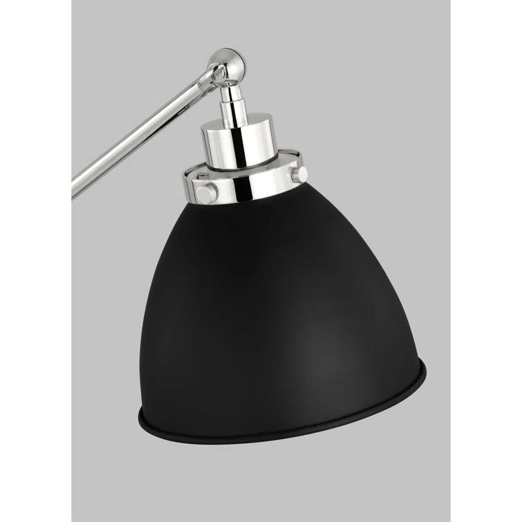 Adjustable Midnight Black and Polished Nickel Desk Lamp
