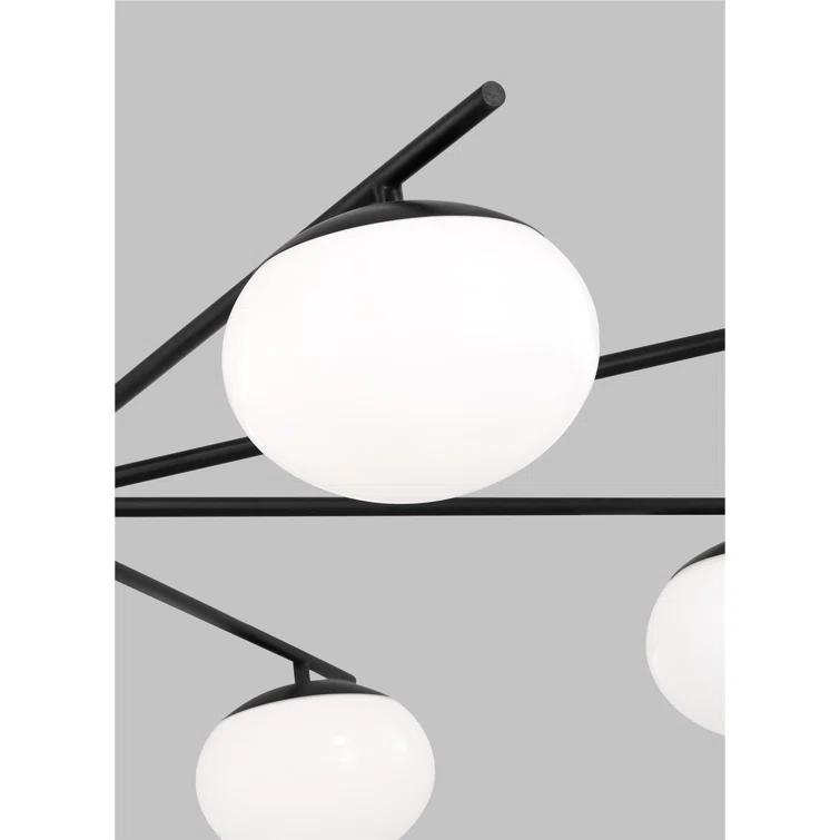 Lune Aged Iron 8-Light Globe Chandelier with Milk White Glass