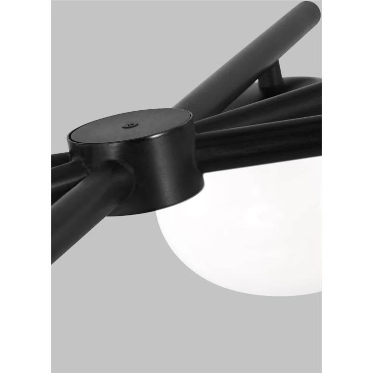Aged Iron and Milk White Glass 6-Light Linear Chandelier