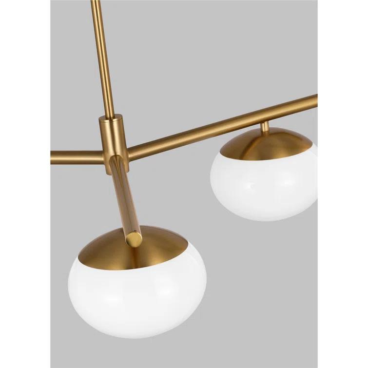 Burnished Brass 3-Light Globe Chandelier with Milk Glass Shades