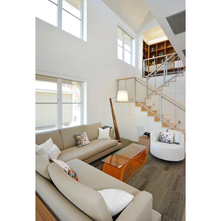 Silva Dark Stained Walnut Floor Lamp with Linen Shade