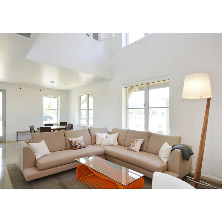 Silva Dark Stained Walnut Floor Lamp with Linen Shade