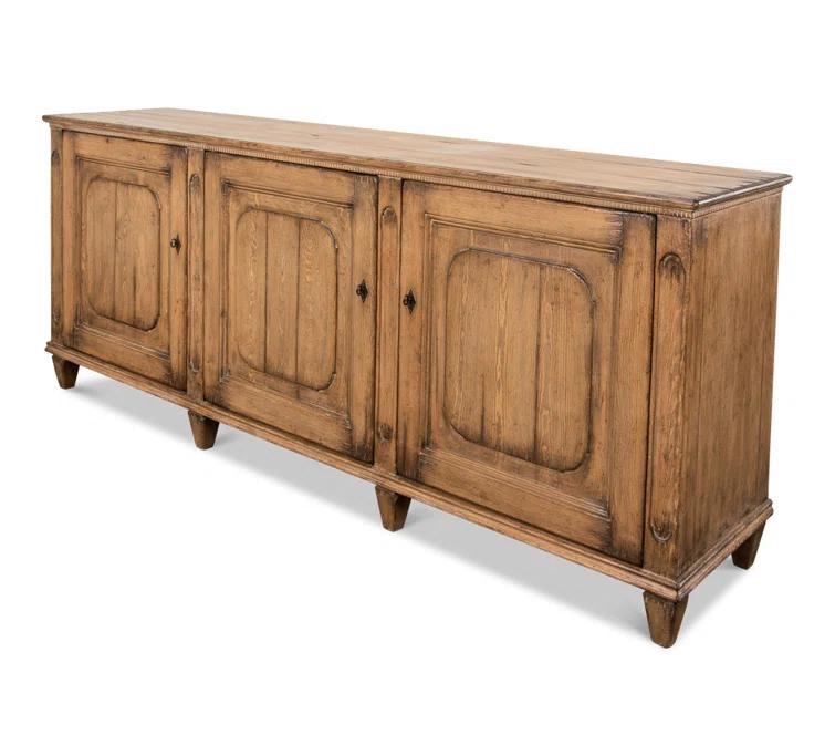 Montier Traditional Brown Pine 87'' Sideboard with Shaped Legs