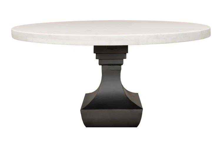 Haviland Round Marble Top Metal Base Dining Table