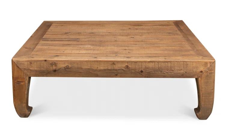 Transitional Chinese-Inspired Square Coffee Table in Reclaimed Pine