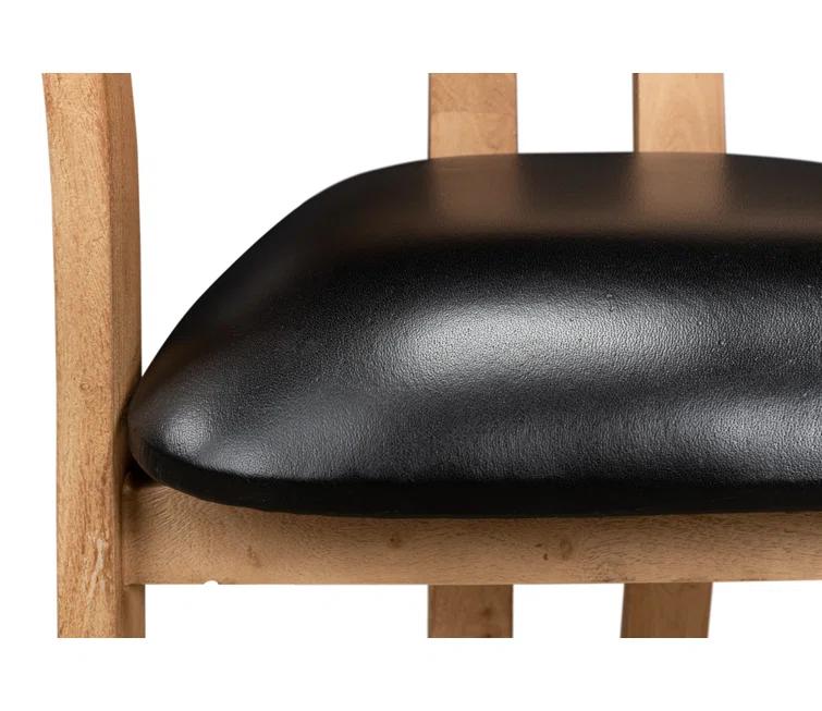Contemporary Brown Leather Upholstered Arm Chair with Solid Wood