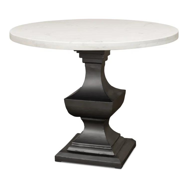 Haviland Round Marble Top Metal Base Dining Table