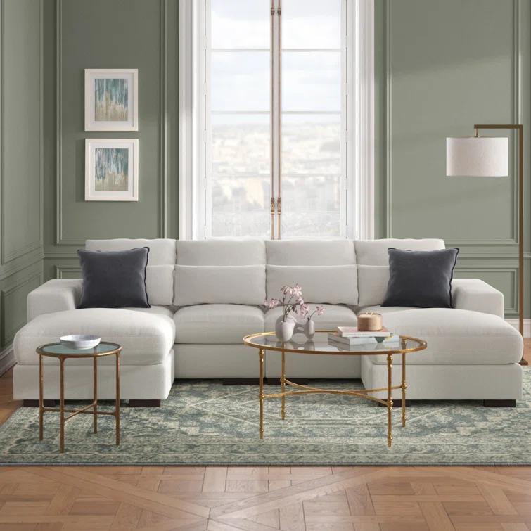 Biaggio Linen Blend Sectional with 2 Ottomans,Sectional Couch