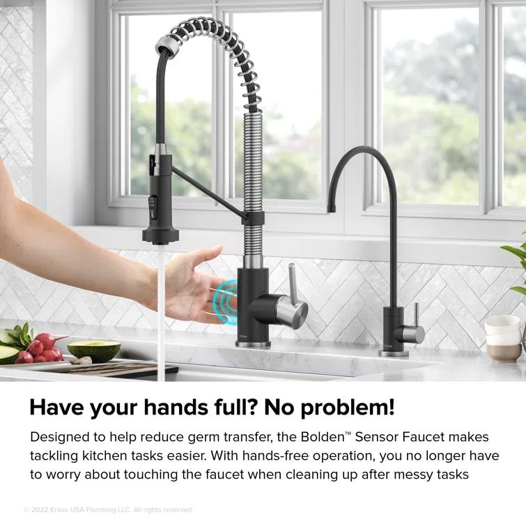 Kraus Bolden Touchless Sensor Commercial Style 2-Function Single Handle Pull-Down Kitchen Faucet