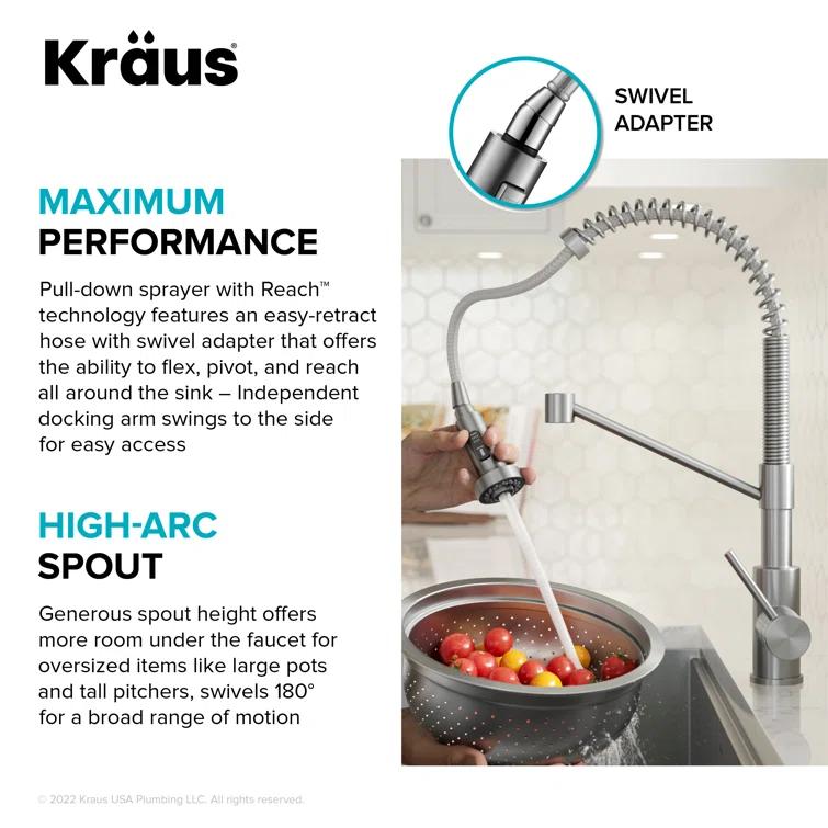 Kraus Bolden Touchless Sensor Commercial Style 2-Function Single Handle Pull-Down Kitchen Faucet