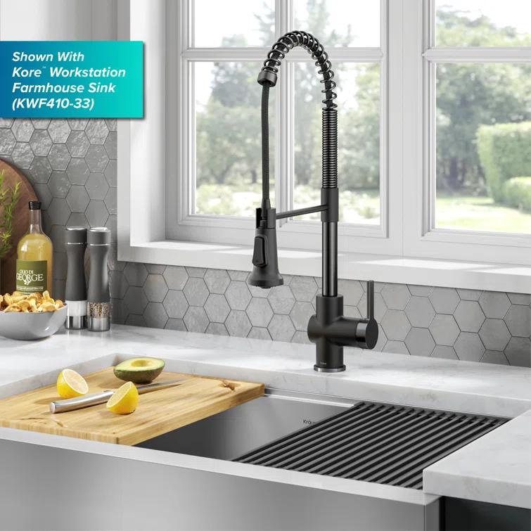 KRAUS Britt Commercial Style Single Handle Pull Down Kitchen Faucet