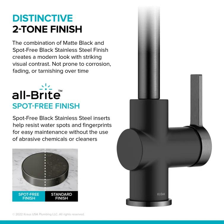 KRAUS Britt Commercial Style Single Handle Pull Down Kitchen Faucet