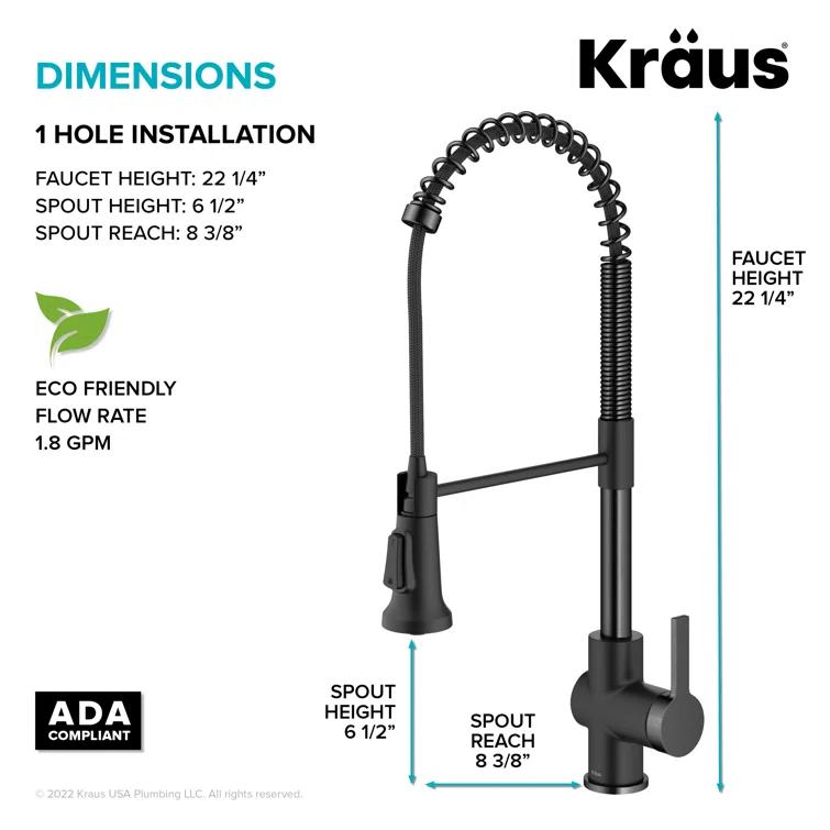 KRAUS Britt Commercial Style Single Handle Pull Down Kitchen Faucet
