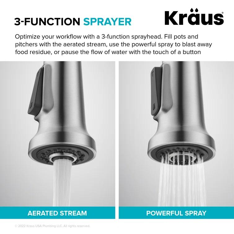 KRAUS Britt Commercial Style Single Handle Pull Down Kitchen Faucet