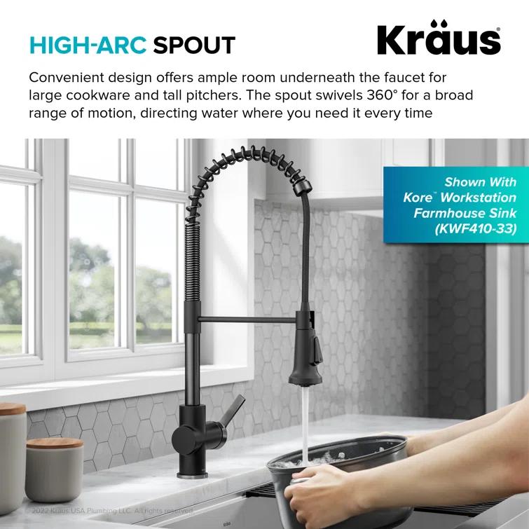 KRAUS Britt Commercial Style Single Handle Pull Down Kitchen Faucet