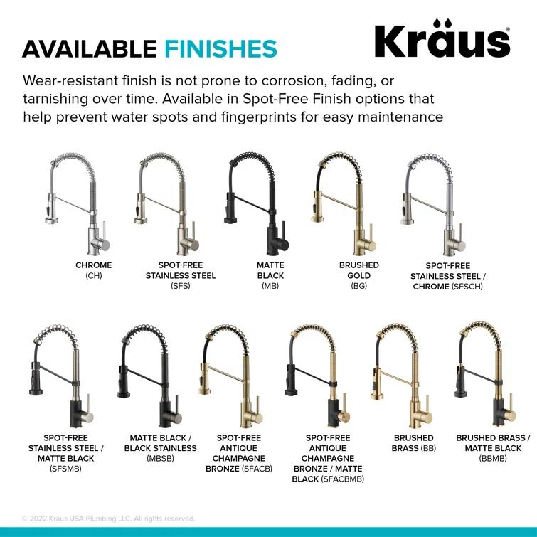 KRAUS Bolden Commercial Style 2-Function Single Handle Pull Down Kitchen Faucet