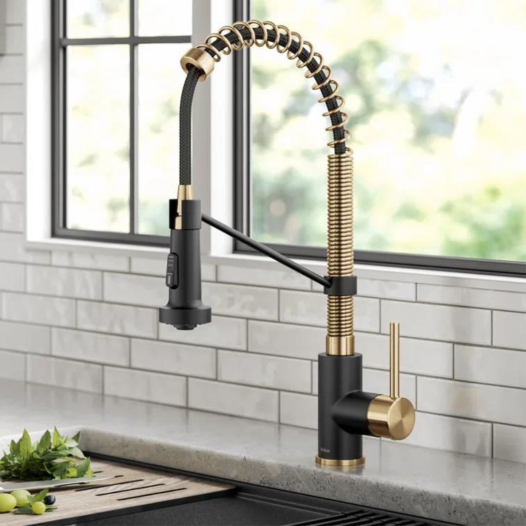 KRAUS Bolden Commercial Style 2-Function Single Handle Pull Down Kitchen Faucet with Soap Dispenser