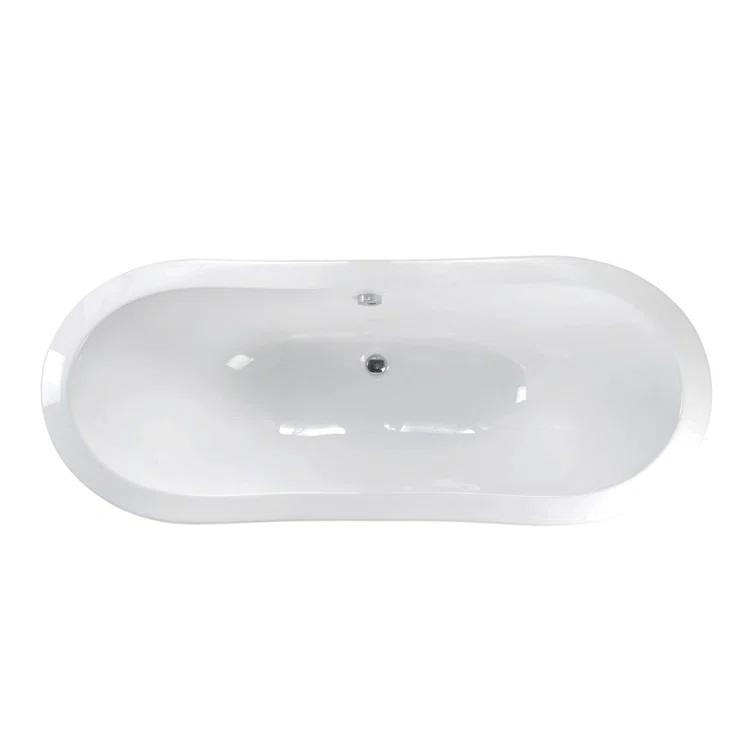 72'' x 30'' Freestanding Soaking Cast Iron Bathtub