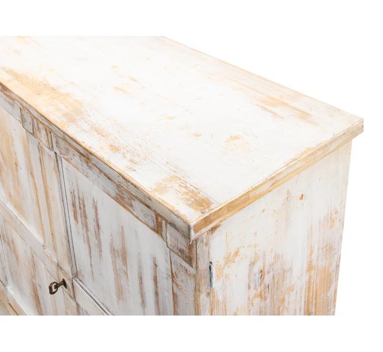 Luciana 112" Distressed White Wood Buffet