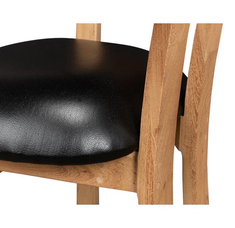Contemporary Brown Leather Upholstered Arm Chair with Solid Wood
