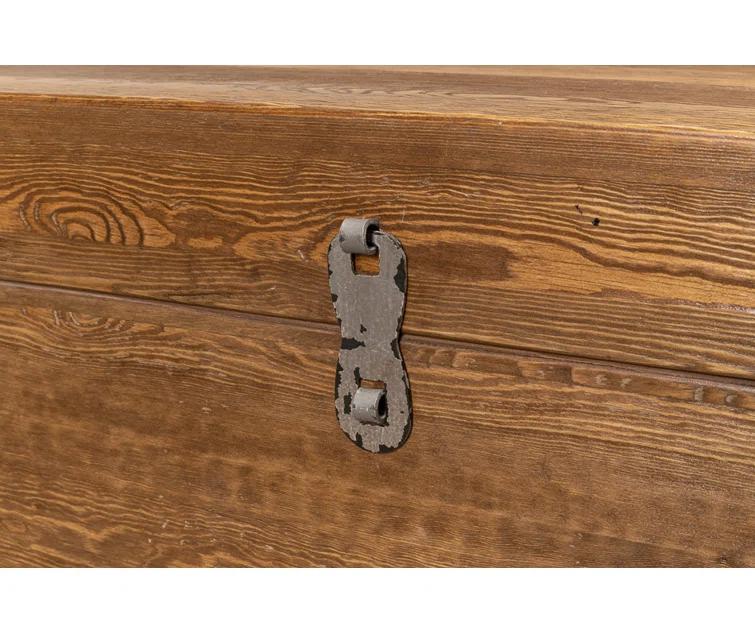 Brown Pine Rectangular Trunk End Table with Storage