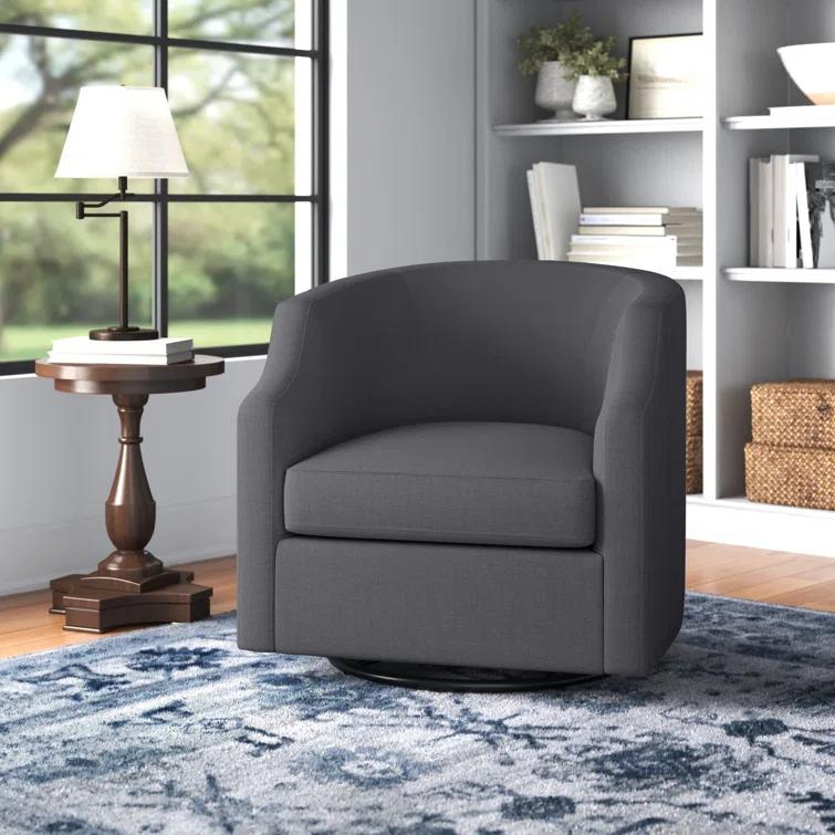 Debbie 77.47cm Wide Polyester Swivel Barrel Chair