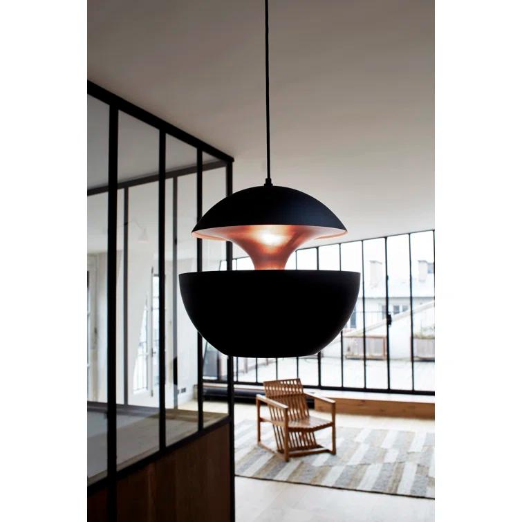 Black and Copper Aluminum Pendant Light, 18" Diameter