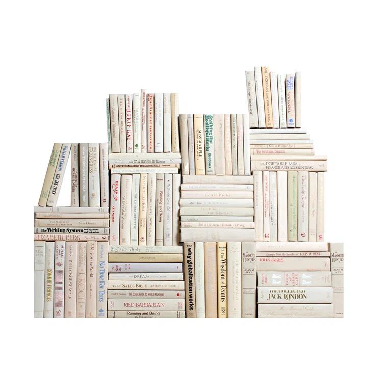 Modern Off-White Hardback Book Wall Decor Set of 100