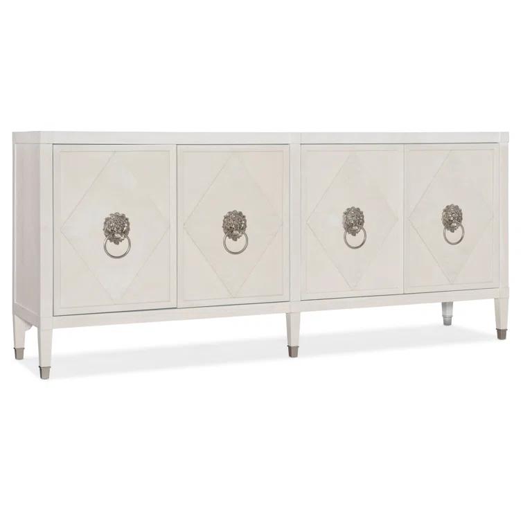 Regal Cream-White Oak Credenza with Tiffany Blue Interior & Lion Hardware