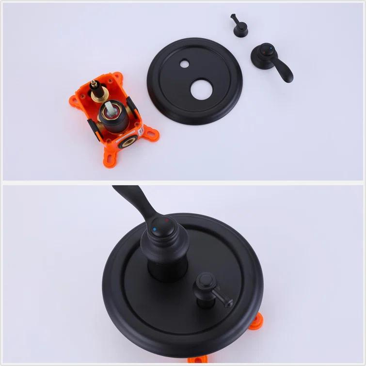 Complete Wall Mount Rainfall Shower System With RoundHandheld Spray