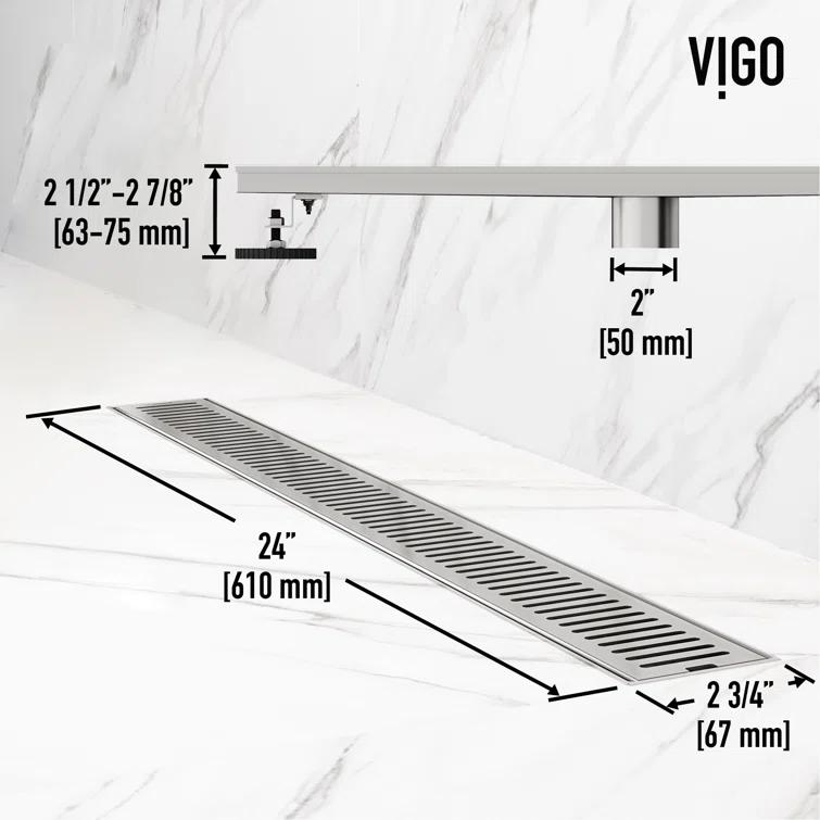 Elan 24" Rectangular Grate Linear Grid Shower Drain