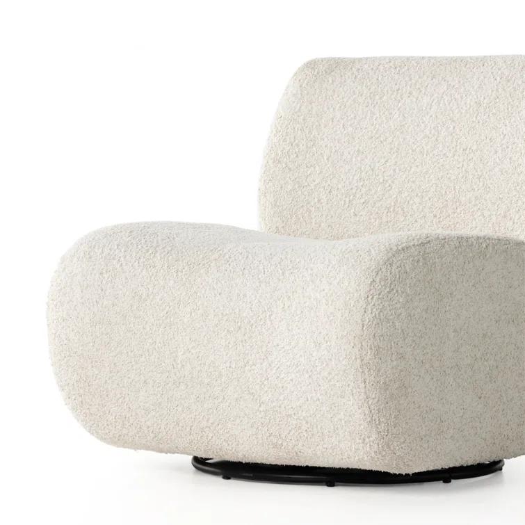 Sheldon Ivory Contemporary Swivel Lounge Chair in Leather