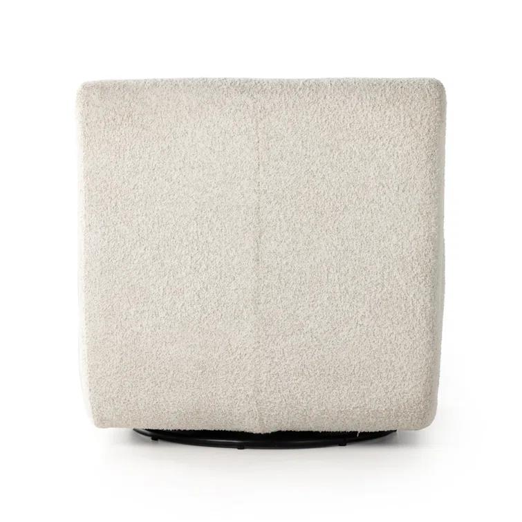 Sheldon Ivory Contemporary Swivel Lounge Chair in Leather