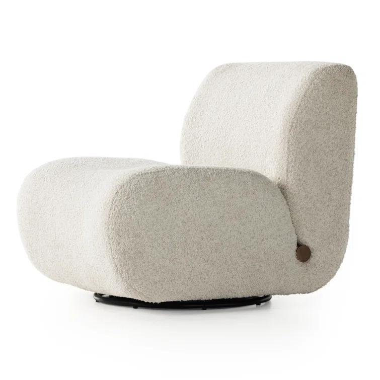 Sheldon Ivory Contemporary Swivel Lounge Chair in Leather