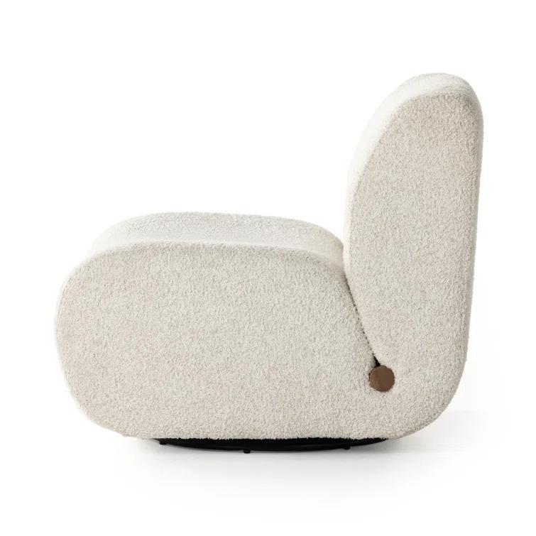 Sheldon Ivory Contemporary Swivel Lounge Chair in Leather