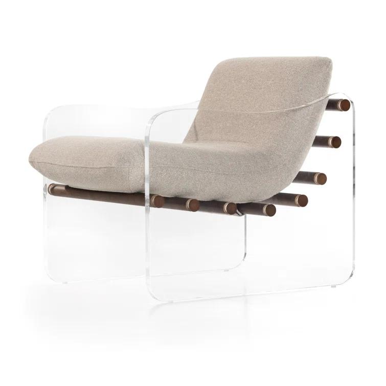 Contemporary Gray Cassius Accent Chair with Acrylic Frame