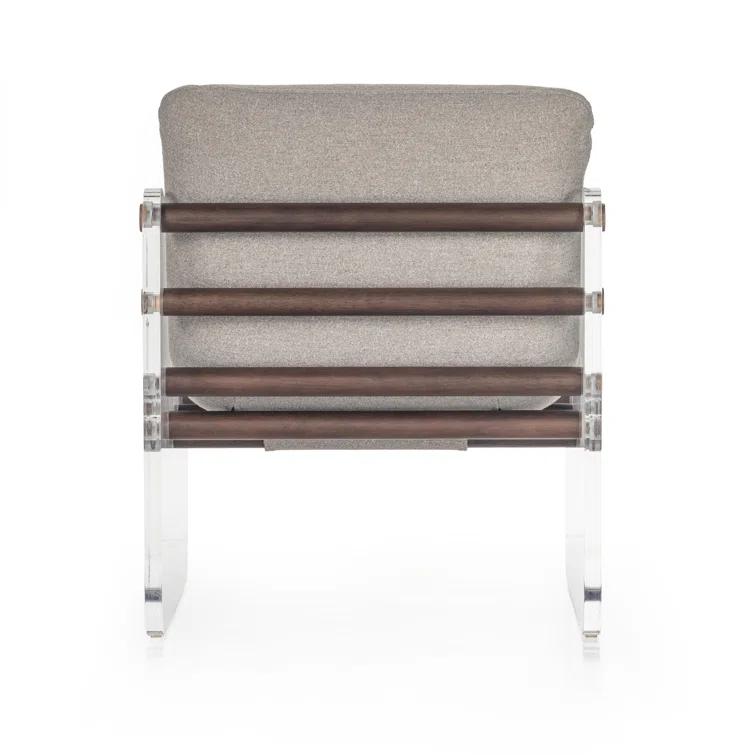 Contemporary Gray Cassius Accent Chair with Acrylic Frame