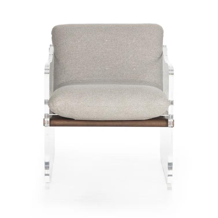 Contemporary Gray Cassius Accent Chair with Acrylic Frame