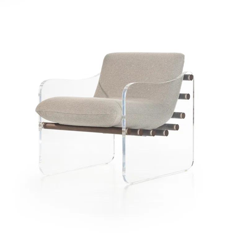 Contemporary Gray Cassius Accent Chair with Acrylic Frame