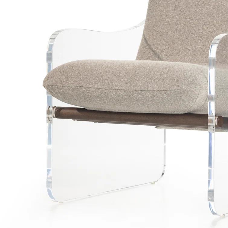 Contemporary Gray Cassius Accent Chair with Acrylic Frame