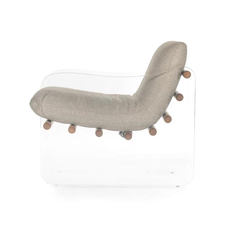 Contemporary Gray Cassius Accent Chair with Acrylic Frame